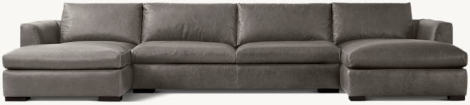 Modena Leather Taper Arm U-Chaise sectional