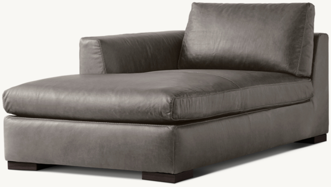 Three Quarter view of Modena Taper Arm Leather Left-Arm Chaise 