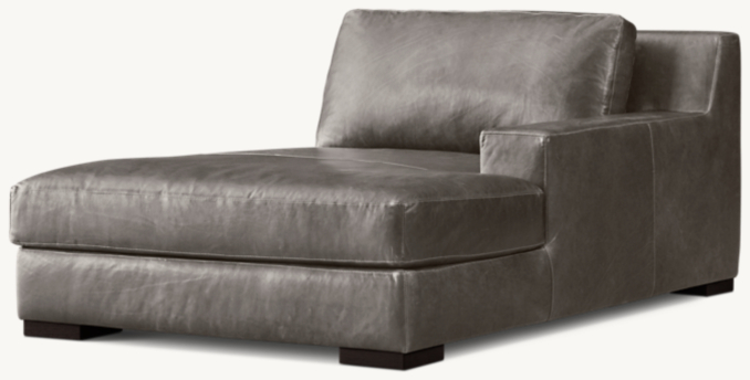 Three Quarter view of Modena Track Arm Leather Right-Arm Chaise 