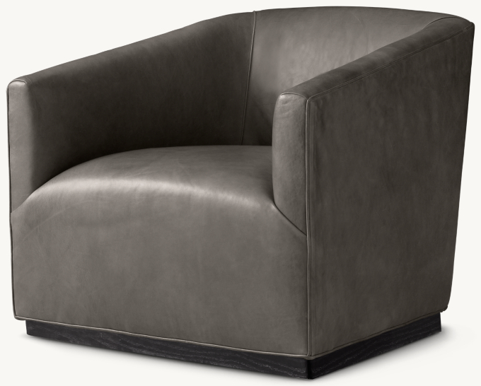1950s Italian Shelter Arm Leather Chair