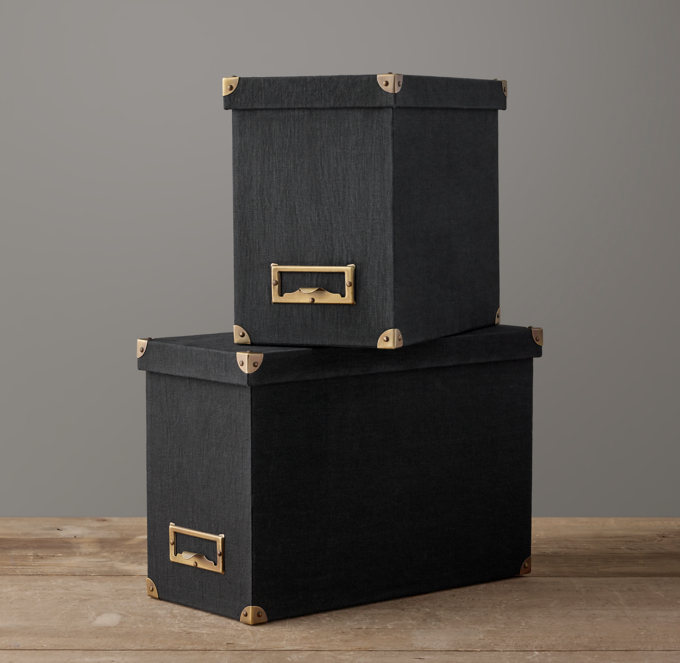 Linen Desktop File Box Black