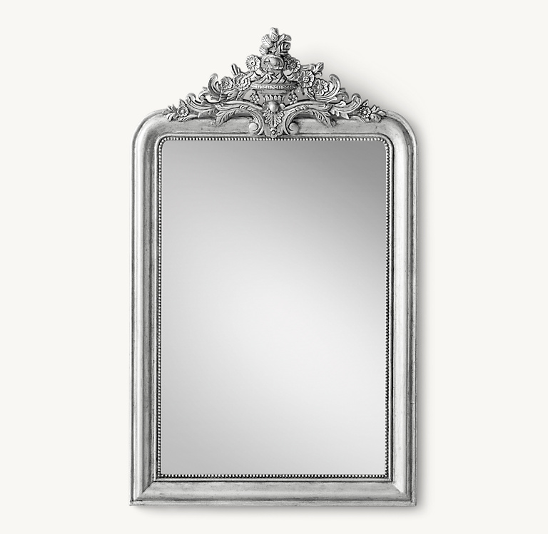 A Louis Philippe Carved and Silver Gilt Wood Framed Mirror A Louis Philippe Carved and Silver Gilt Wood Framed Mirror
