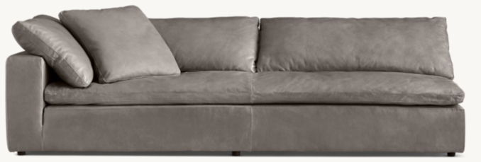 Front view of Cloud Leather Left-Arm Sofa 