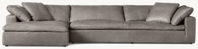Cloud Anbausofa aus Leder mit Chaise mit durchgehendem Sitzpolster und Armlehne links