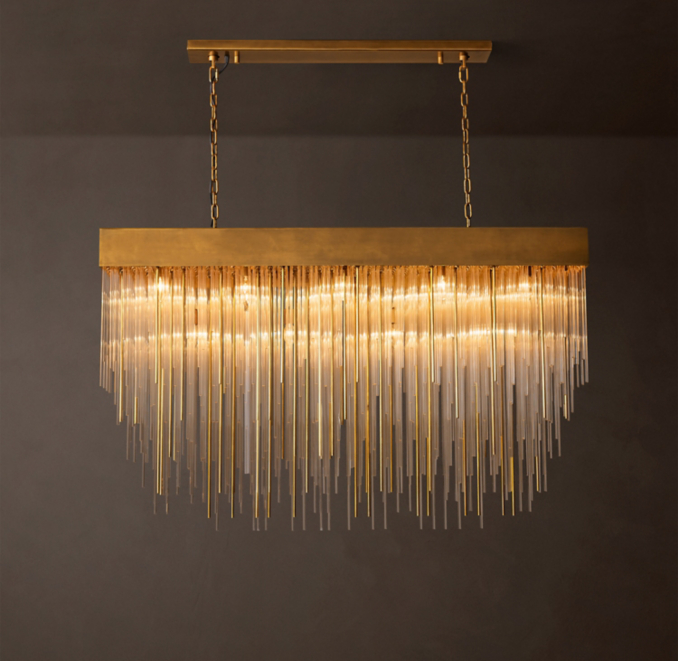 137cm chandelier shown in Lacquered Burnished Brass.