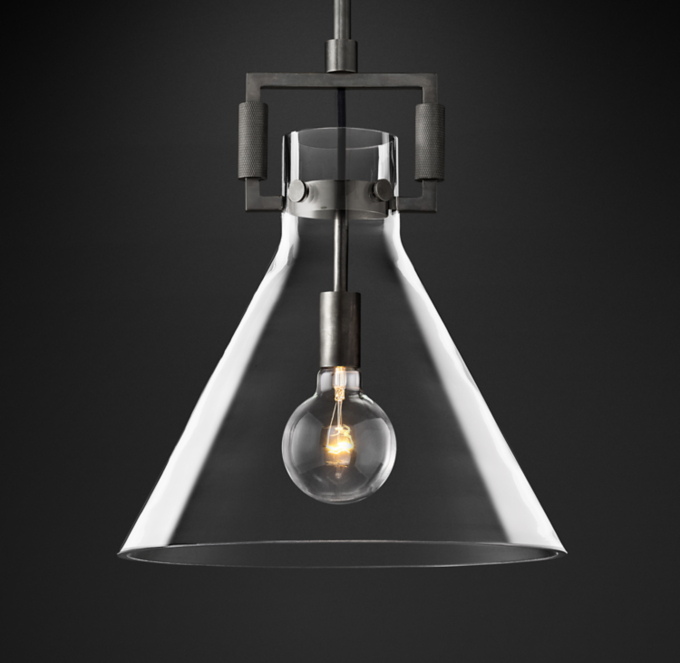 Machinist Glass Funnel Pendant 14"