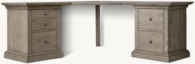 Three Quarter view of St. James Modular Corner Desk System With 3-Drawer Utility & 2-Drawer File Cabinet 