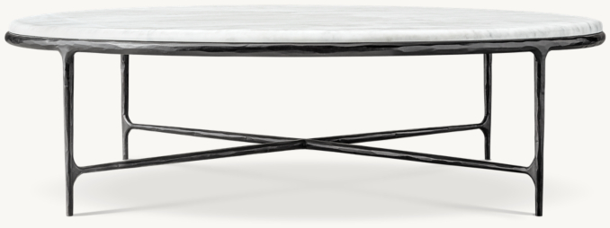 Shown in Sandblasted Italian Carrara Marble/Forged Iron.