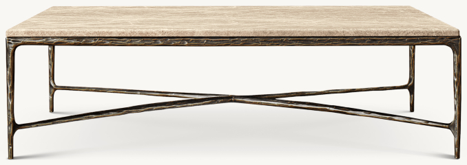 Square table shown in Gold Emperador Marble/Forged Bronze.