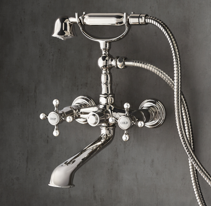 Cross-Handle Wall-Mount Exposed Tub Fill & Handheld Shower