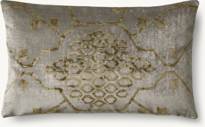 Overhead view of Velvet Oushak Vine Pillow Cover - Lumbar 