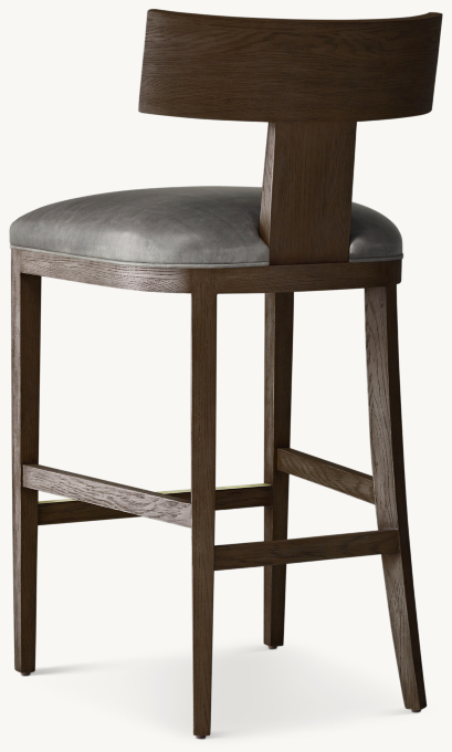 Contemporary Klismos Leather Bar Counter Stool