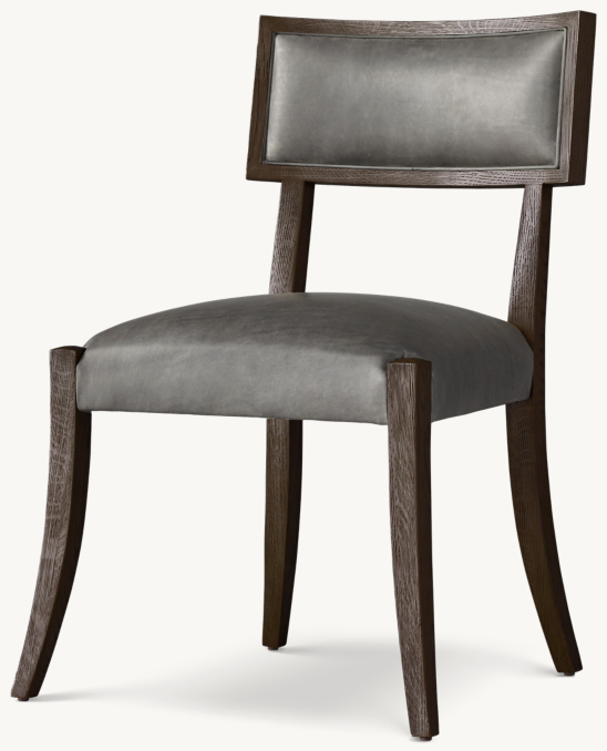 Three Quarter view of Classic Klismos Leather Dining Side Chair 