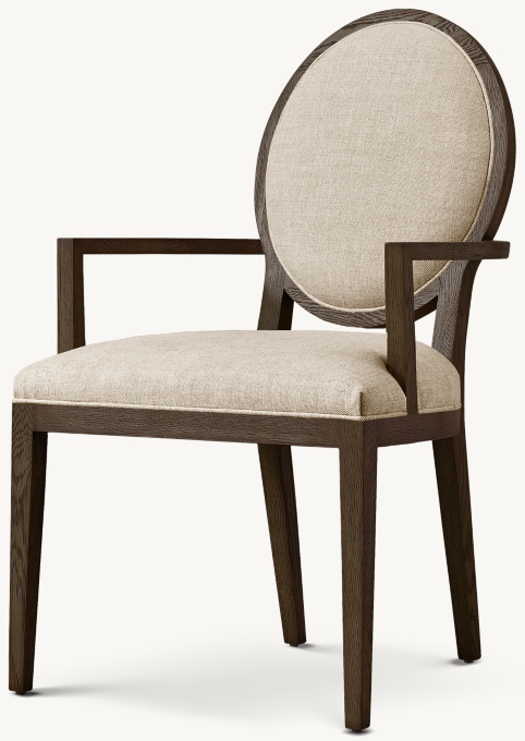 French Contemporary Round Fabric Dining Armchair
