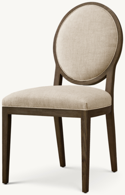 French Contemporary Round Fabric Dining Side Chair
