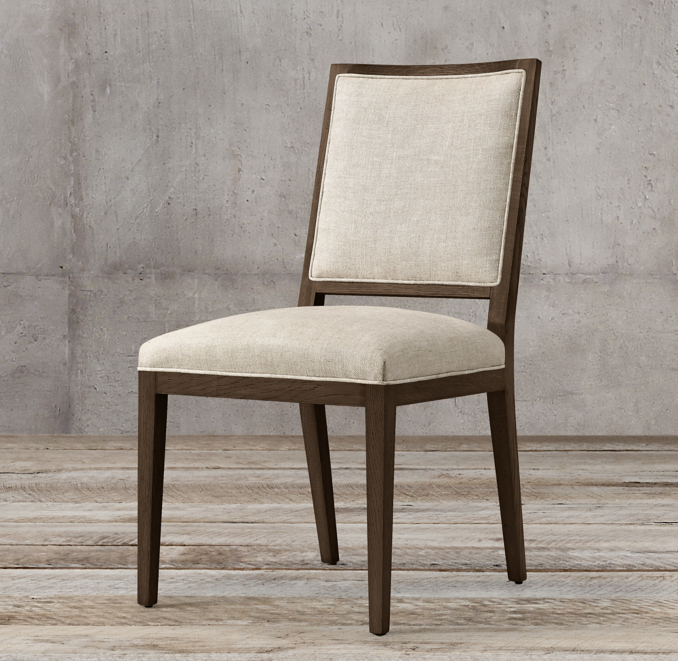 French Contemporary Square Fabric Side Chair