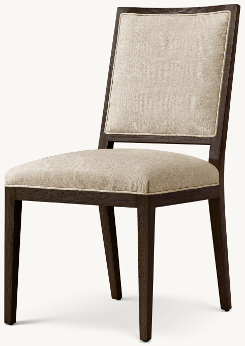 French Contemporary Square Fabric Dining Side Chair
