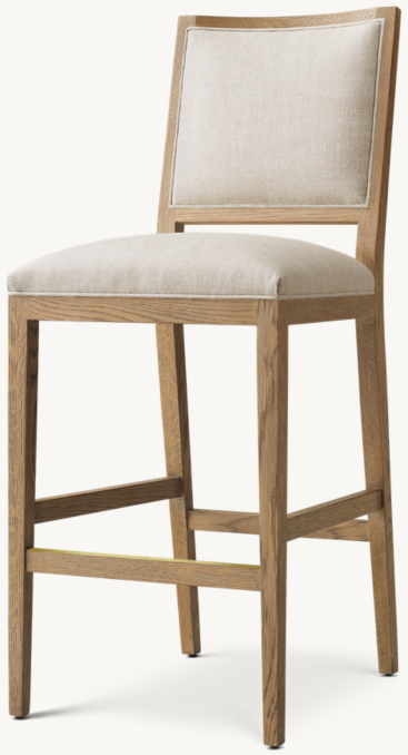 Three Quarter view of French Contemporary Square Fabric Bar & Counter Stool 