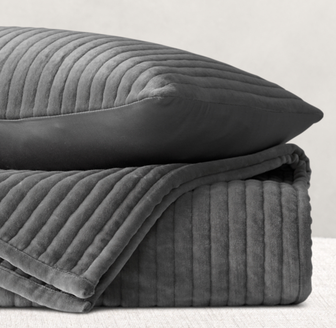 Front view of Tate Velvet Channel Coverlet 