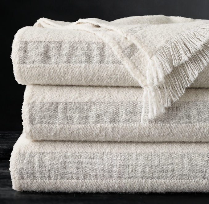Alpaca Bouclé Textured Stripe Throw
