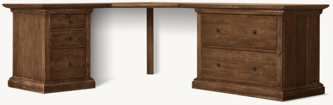 St. James Modular Corner Desk System With 3-Drawer Utility & 2-Drawer Lateral File Cabinet 