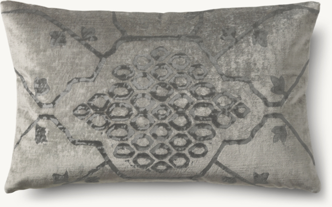 Overhead view of Velvet Oushak Vine Pillow Cover - Lumbar 