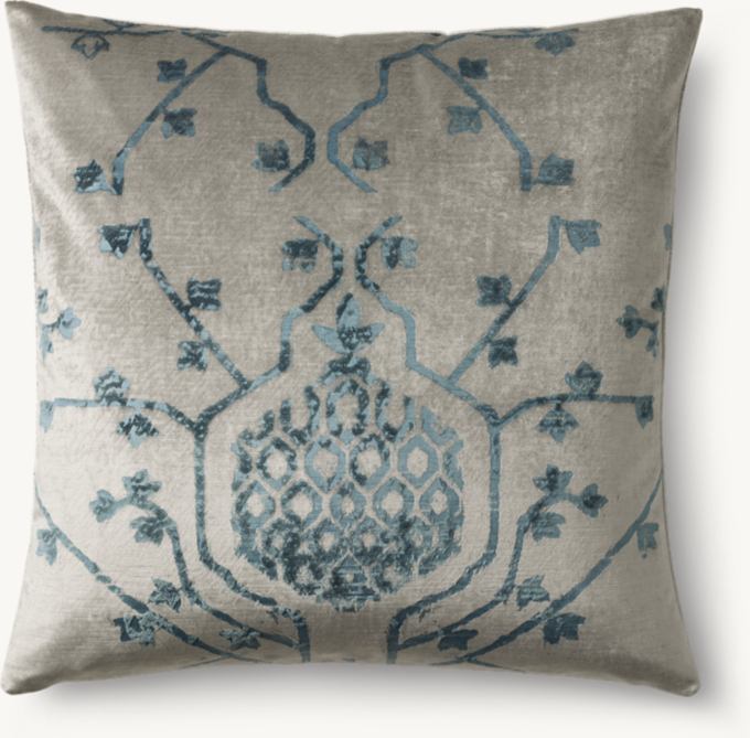 Velvet Oushak Vine Pillow Cover Square RH