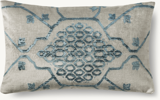 Overhead view of Velvet Oushak Vine Pillow Cover - Lumbar 
