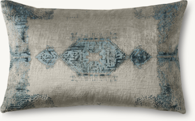Overhead view of Velvet Oushak Diamond Pillow Cover - Lumbar 