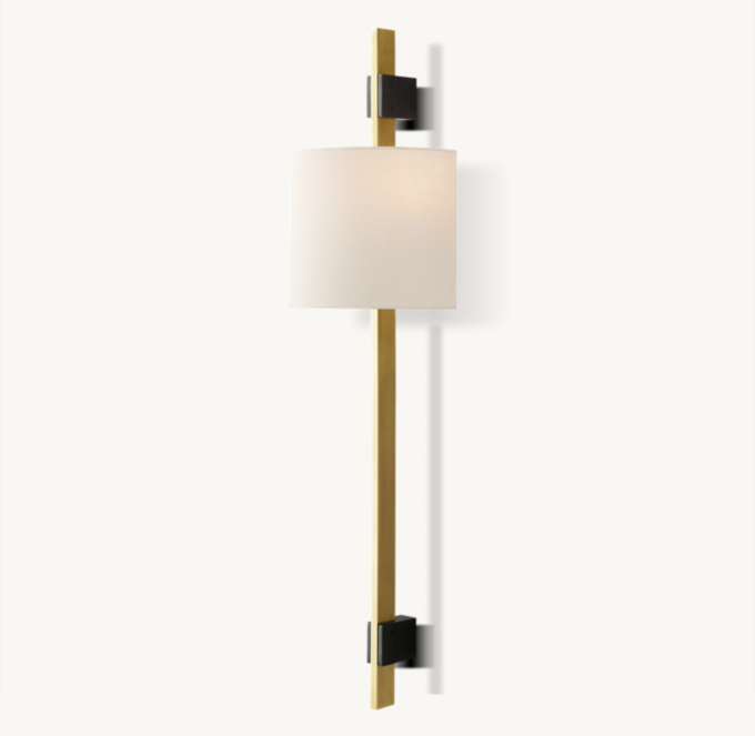 Vela Rectangular Bar Sconce - Round Shade