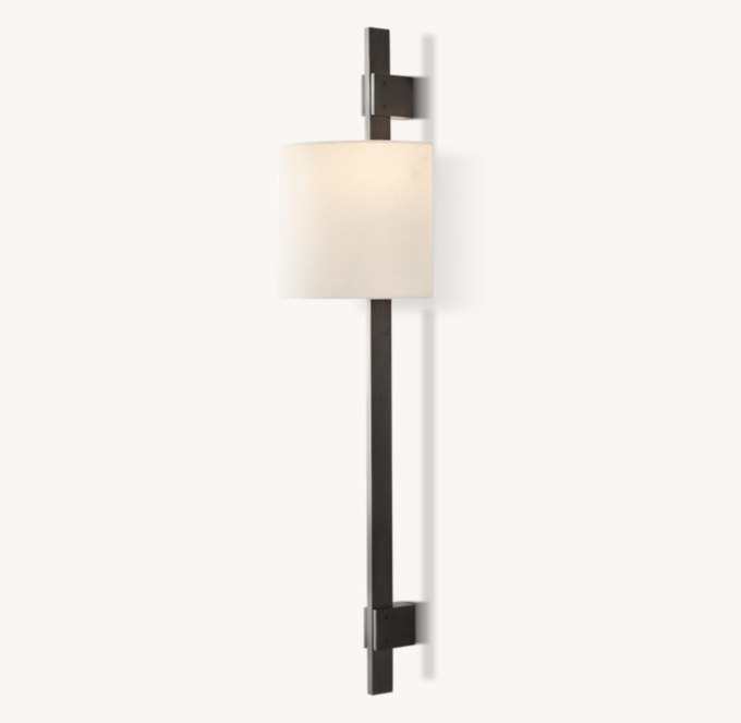 Vela Rectangular Bar Sconce - Round Shade