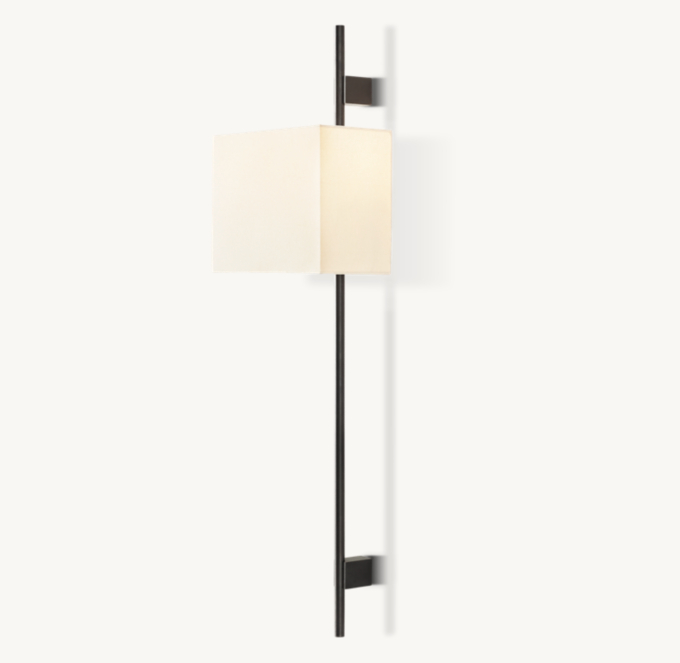 Vela Round Bar Sconce - Rectangular Shade