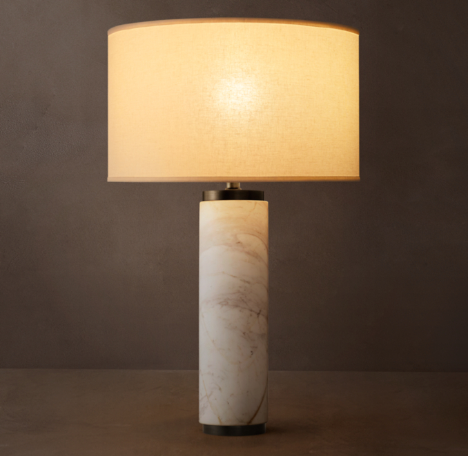 Shown in Bronze with French Drum Linen Shade, size F (sold separately).
