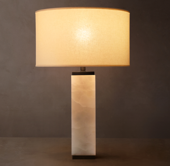 Square Column Alabaster Table Lamp