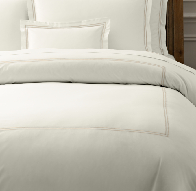Italian Ivory Hotel Satin Stitch Duvet Cover 