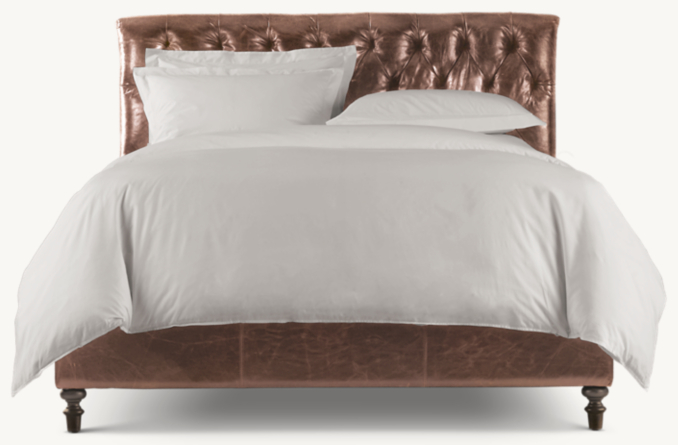Front view of Chesterfield Leather Panel Bed 