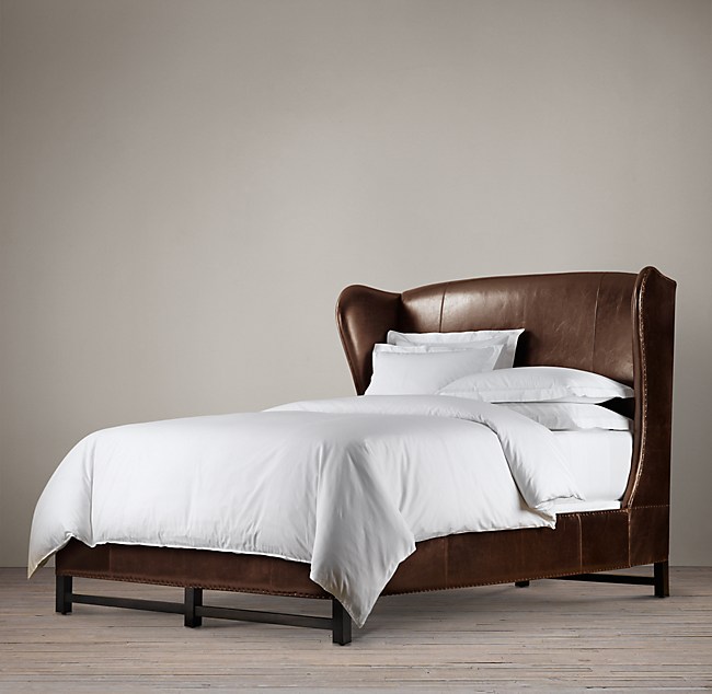 French Wing Leather Bed, Restoration Hardware Leather Bed