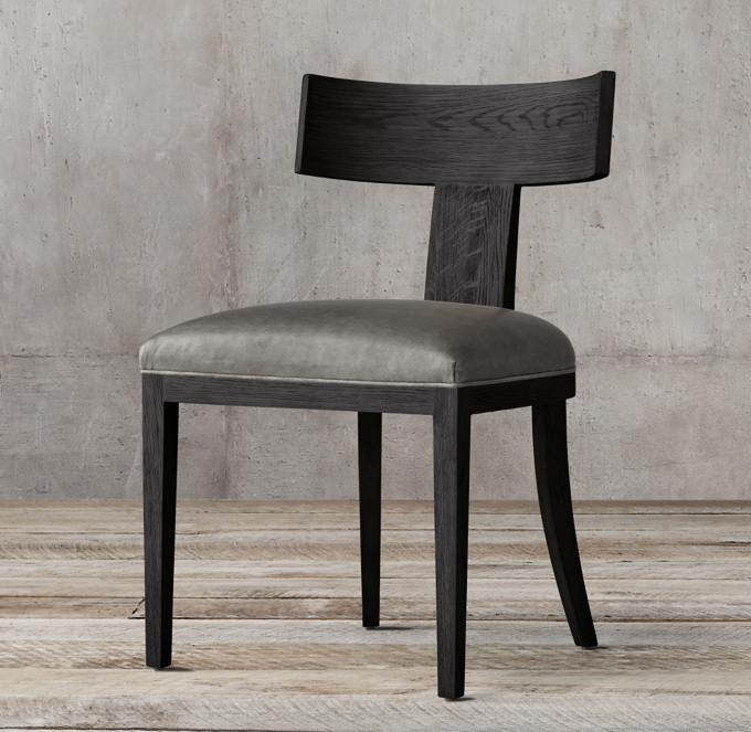 Contemporary Klismos Leather Side Chair
