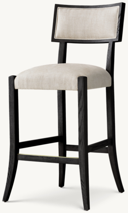 Three Quarter view of Classic Klismos Fabric Bar & Counter Stool 