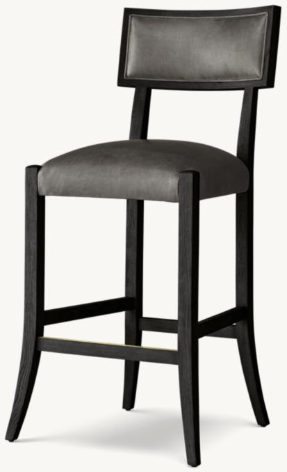 Three Quarter view of Classic Klismos Leather Bar & Counter Stool 