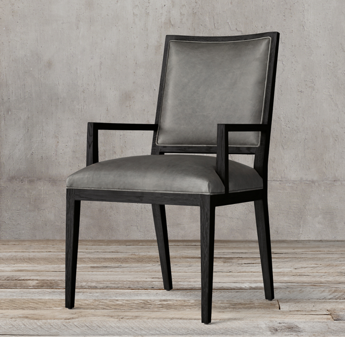 French Contemporary Square Leather Armchair