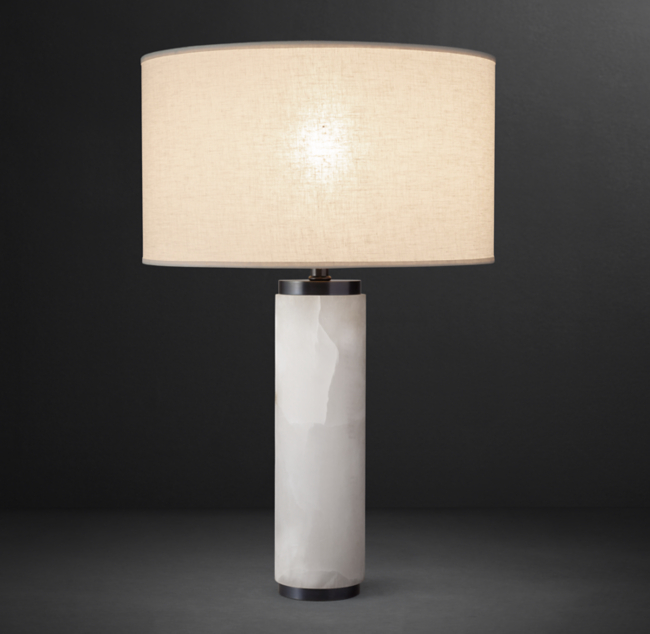Cylindrical Column Alabaster Table Lamp