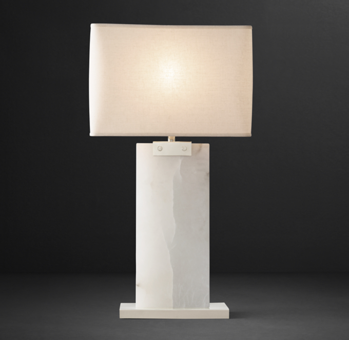 Rectangular Column Alabaster Table Lamp