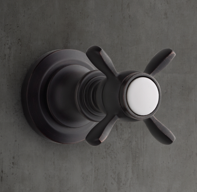 Lugarno Cross-Handle Flow Control Valve &#38; Trim Set for Thermostatic Systems