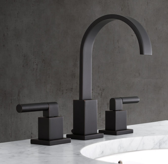 Modern Lever-Handle 8&#34; Widespread Gooseneck Faucet