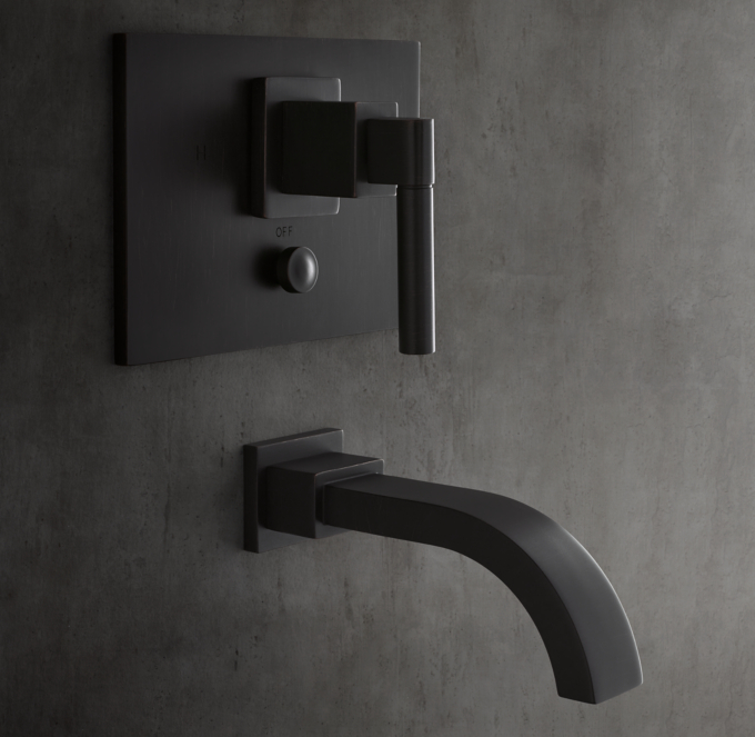Modern Lever-Handle Balanced-Pressure Tub & Shower Valve & Trim Set with Bath Spout