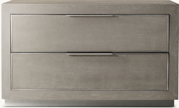 99cm nightstand shown in Fog Shagreen/Brushed Stainless Steel.