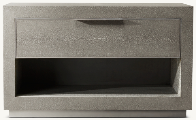 39&#34; nightstand shown in Fog Shagreen/Brushed Stainless Steel.