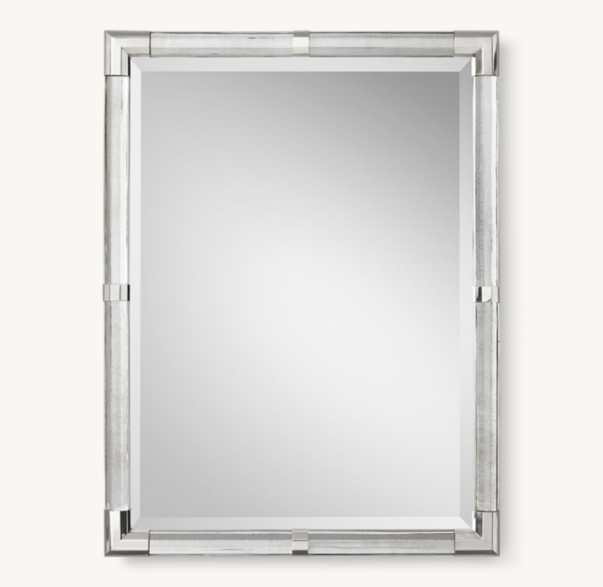 Cast Glass & Faceted Metal Mirror