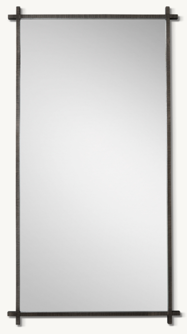 Front view of Ribbed Cross-Corner Floor Mirror 